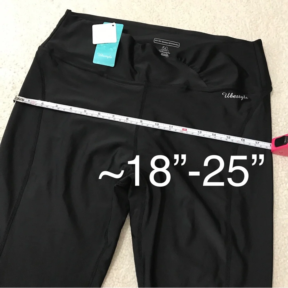 Black Leggings UPF 50 High Waist Pocket Size XXL
